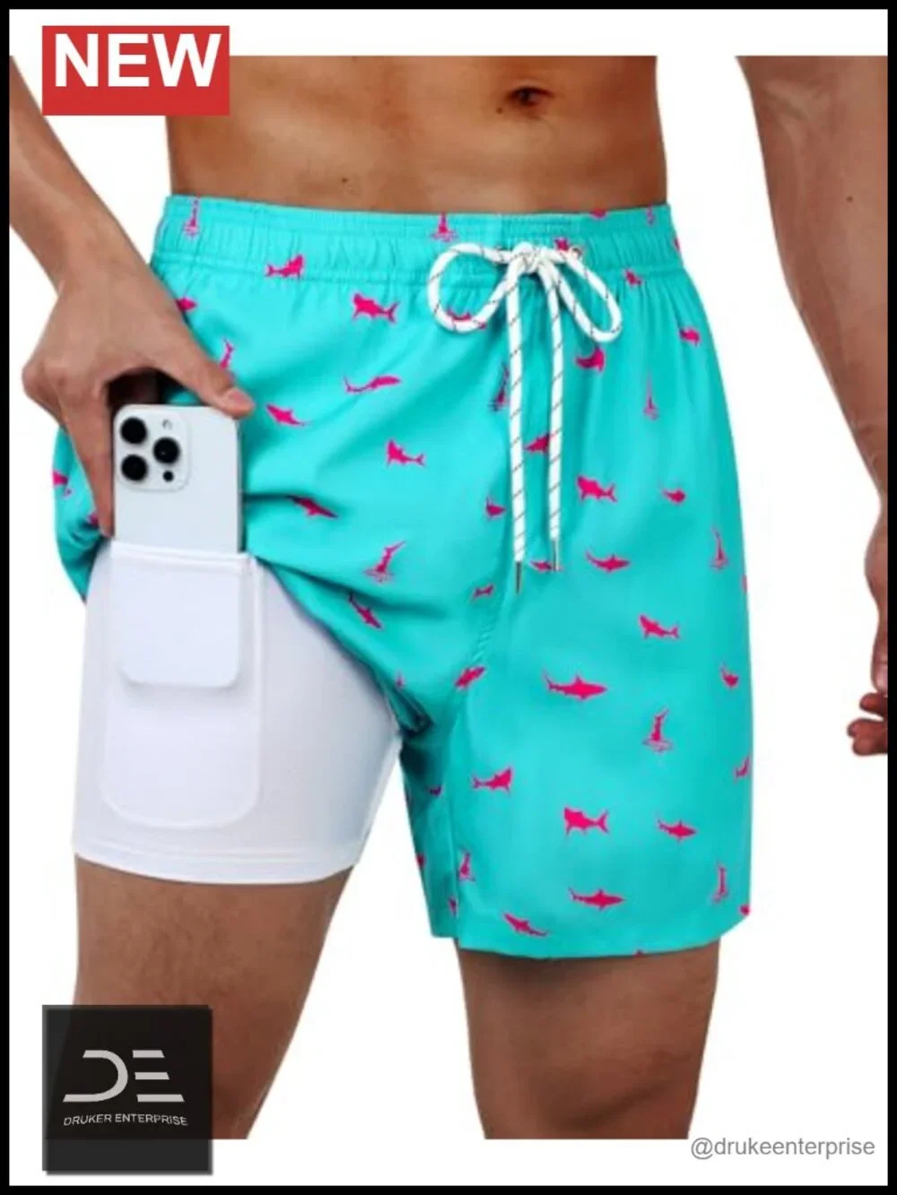Men's 5in Swim Trunks with Compression Liner & Phone Pocket Quick Dry